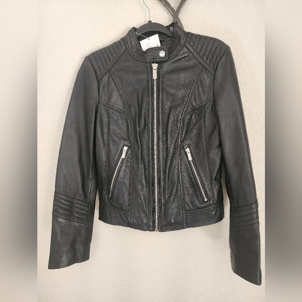 New guess leather jacket